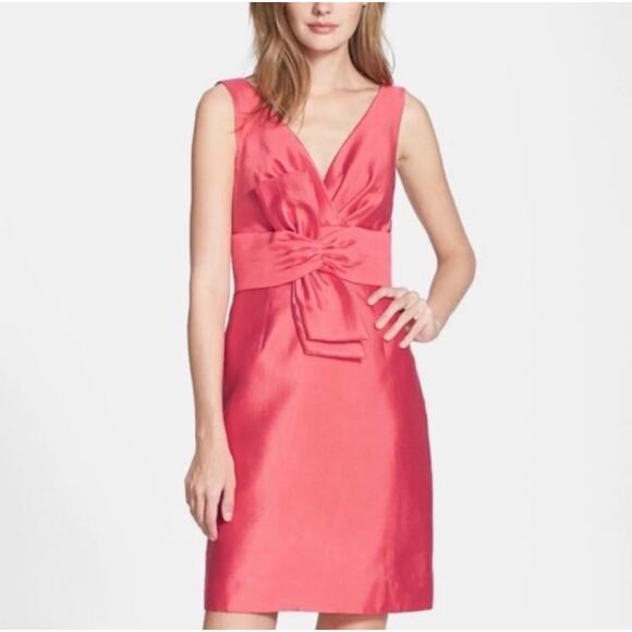 Kate Spade Mina All That Glitters Size 2 Pink Silk Front Bow Mini Sheath Dress - Picture 1 of 10